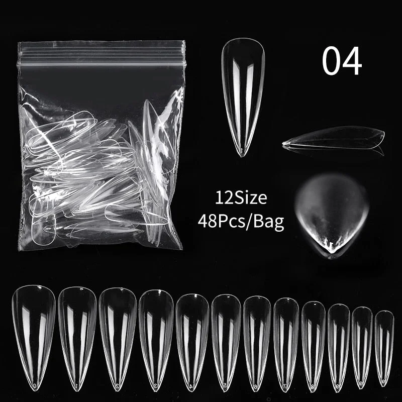 20/60Pcs Extension False Nail Tips Full Cover Sculpted Nail Tips Fake Finger UV Gel Polish Assistant Tools Quick Building Mold-Nail Inspo