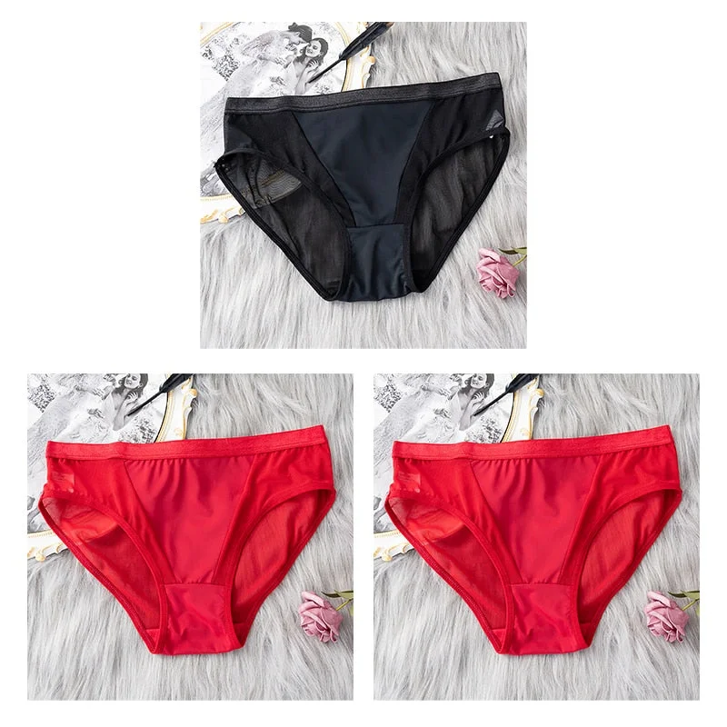 3PCS/Set Women Panties Sexy Lingerie Seamless Female Underwear See-Through Underpants Woman Panties Briefs Girls Intimate Pantys