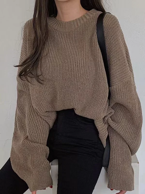 Solid Color Loose Simple Pullover Sweater