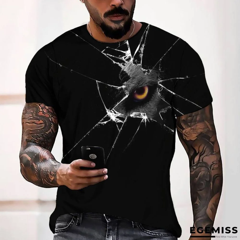 3D Digital Print Eye Glass Men's Casual Loose Short Sleeve T-shirt | EGEMISS