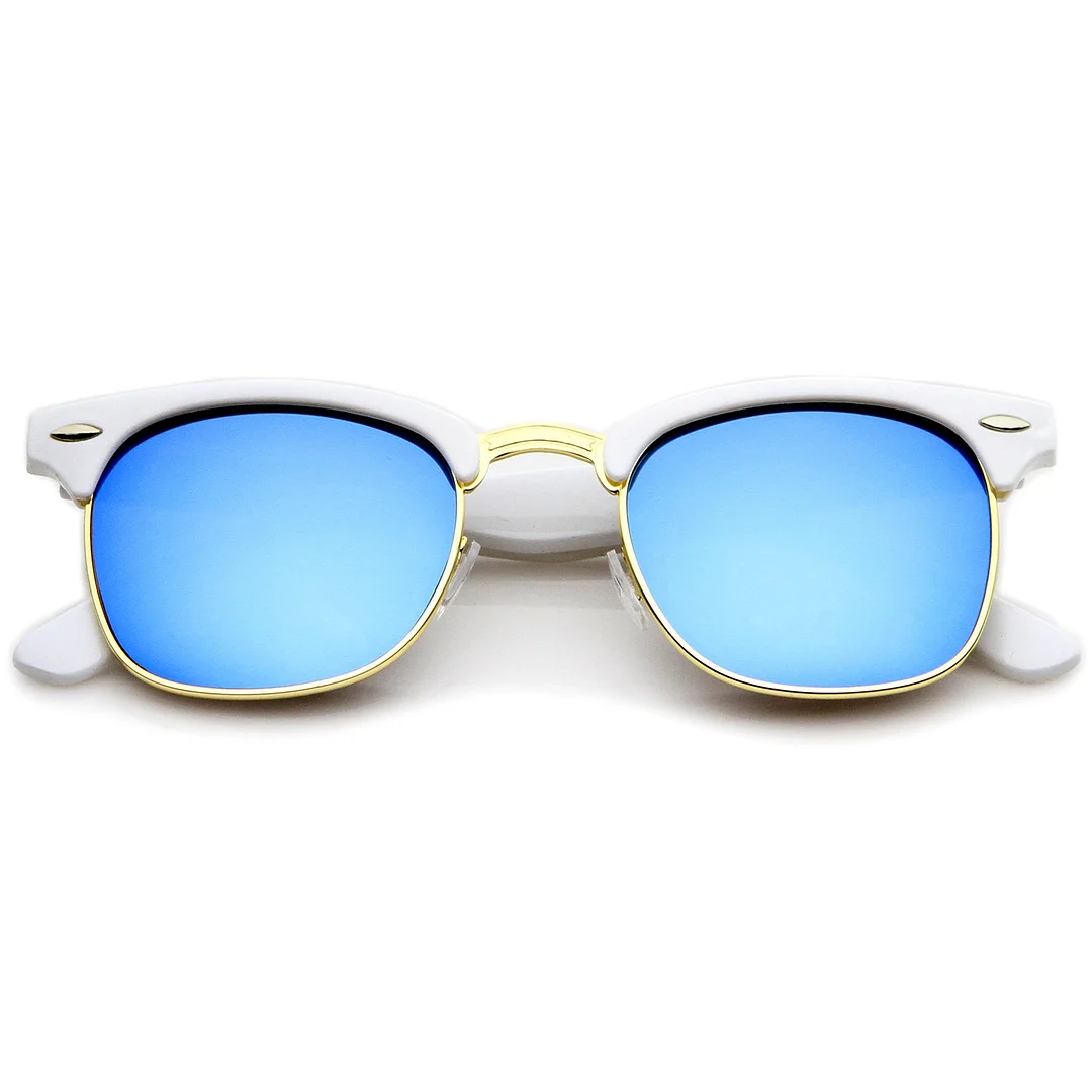 Premium Half Frame Colored Mirror Lens Horn Rimmed glasses 50mm