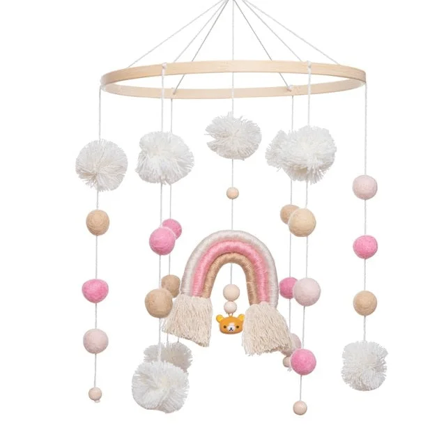 Baby Rattles Toys For  0 12 Months Newborn Soft Safe Crib Mobiles Wood Bed Bell Leaf Rainbow Shape Rattle Montessori Gift Toy