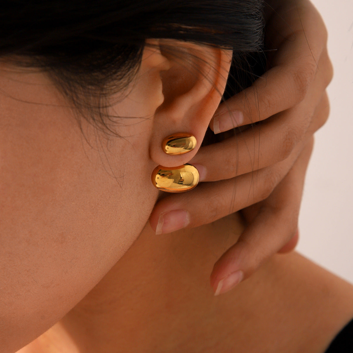 IG Style Ellipse Geometric Stainless Steel Electroplating Earrings