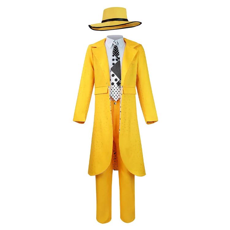The Mask Jim Carrey Yellow Suit Outfits Cosplay Costume Halloween Carnival Suit