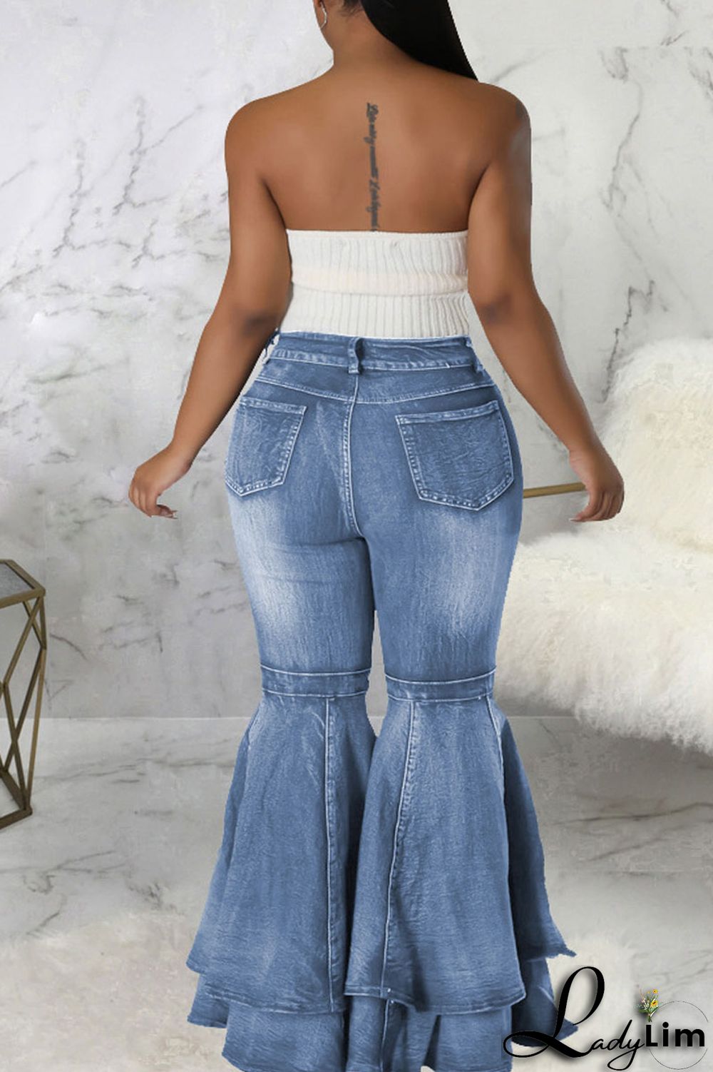 Black Street Solid Patchwork Plus Size Jeans