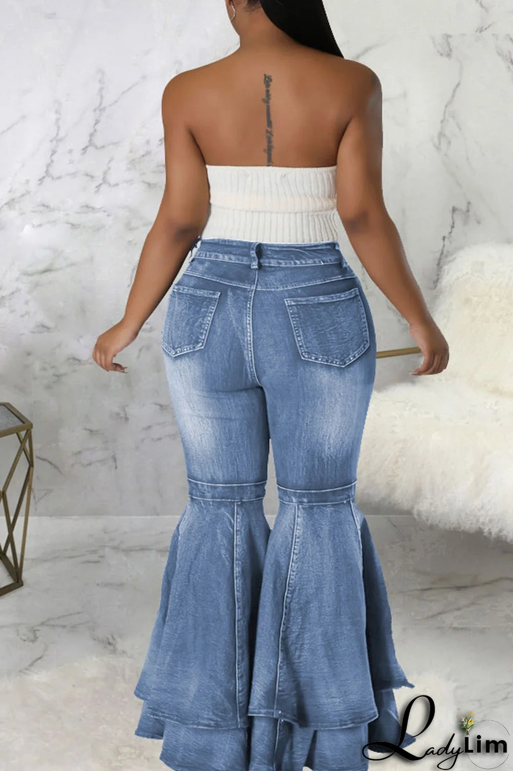 Black Street Solid Patchwork Plus Size Jeans