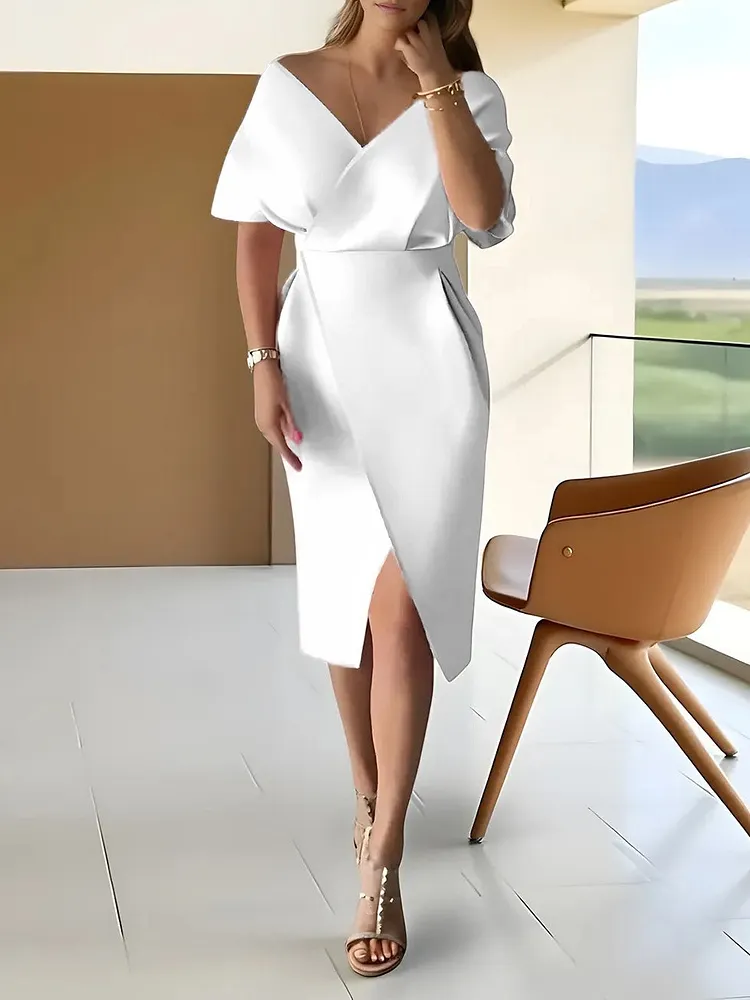 Solid color Slim fit Waist Defining Dress