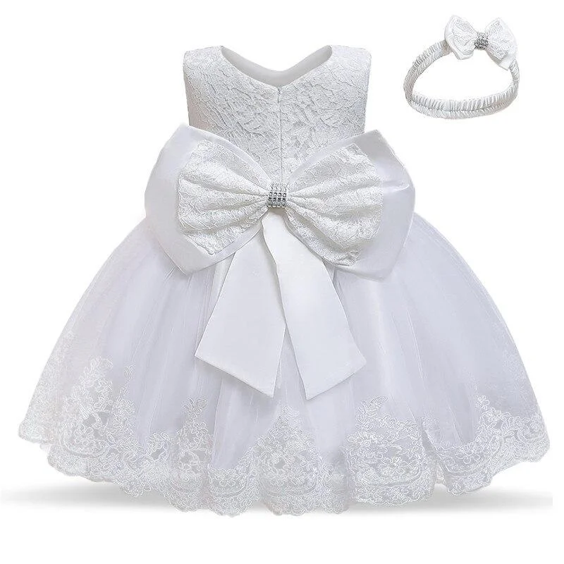1 Year Old Baby Girls Dress for Newborn Girls Clothes Big Bowknot Formal Baby Girl Birthday Party Dress Christening Gown Dresses