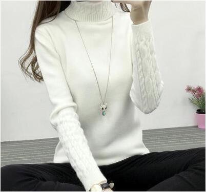  thdmladies High-neck Padded Base Slim-fit Sweater thedmladies