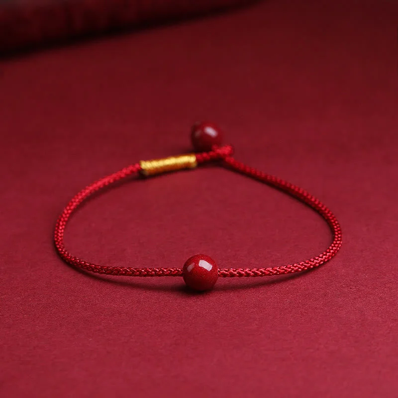 Cinnabar Red Agate Blessing Red String Bracelet