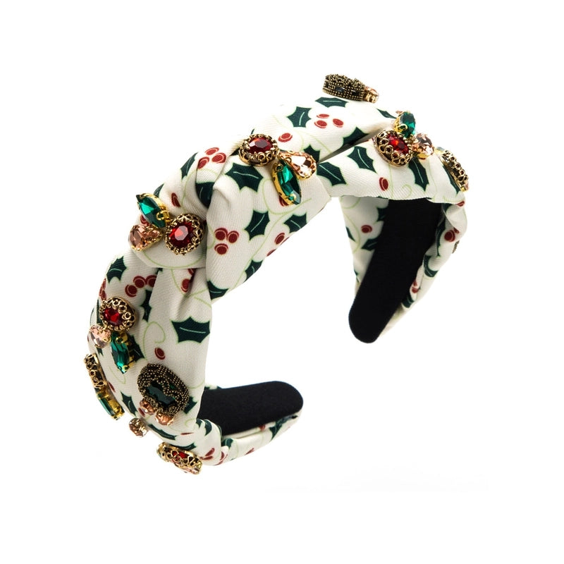 Women’s Casual Elegant Classic Style Color Block Alloy Cloth Inlay Rhinestones Glass Hair Band