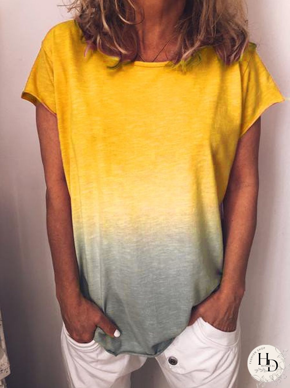 Women Cotton Crew Neck Plus Size Casual Short Sleeve T-shirt