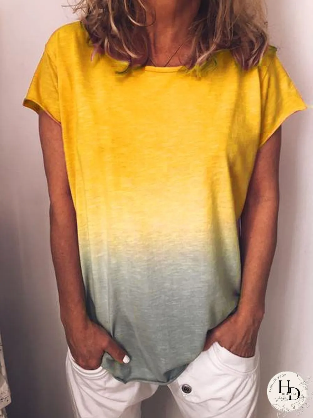 Women Cotton Crew Neck Plus Size Casual Short Sleeve T-shirt