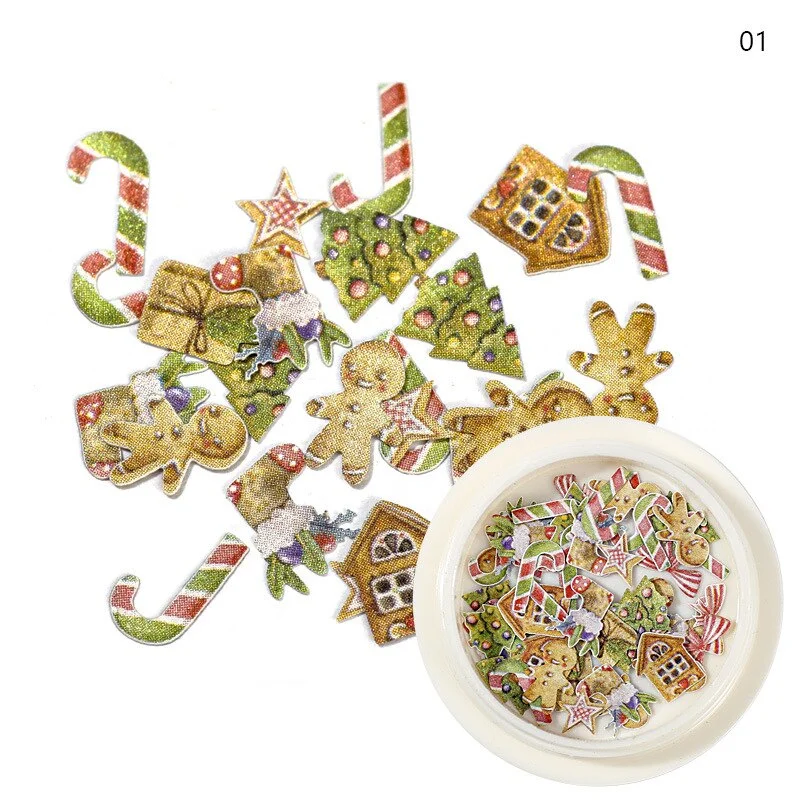 3D Christmas Series Wood Pulp Piece Nail Art Decoration Accessories Manicure Snowflake Snowman Shape Manicure Art Decal