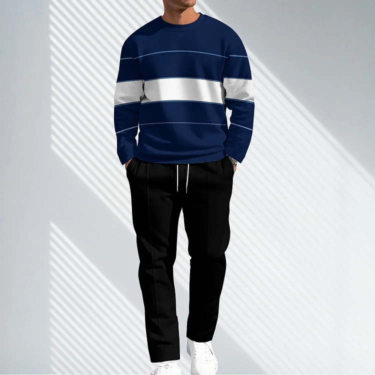 Men Causal Printed Hoodied and Pants Suit