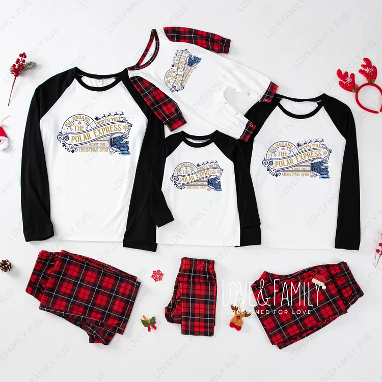 The Polar Express Christmas Buffalo Plaid Family Matching Pajamas Sets