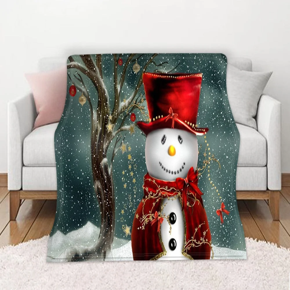 Christmas Blanket Winter Warm Decorative Sofa Living Room Rest Bed To Sleep Flannel Printed Pattern Home Blanket