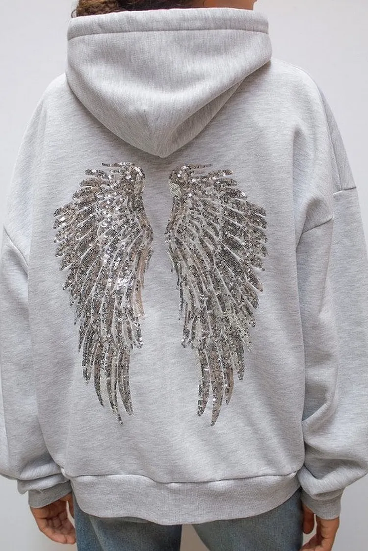 Two Piece Women's Outfit Fleece Lined Top and Bottoms with Wing Applique