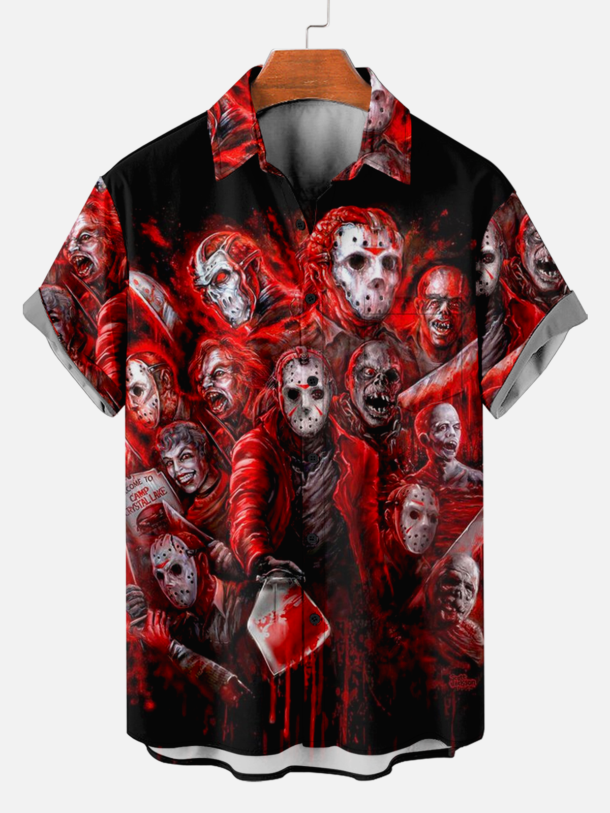 Men's Horror Halloween Print Shirt PLUSCLOTHESMAN