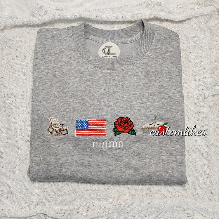 Custom Embroidered American mama Sweatshirt