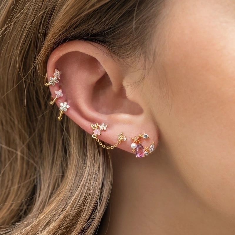 Ethnic Style Star Copper Artificial Gemstones Earrings Ear Studs