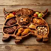 Highland Cow Wooden Charcuterie Board Rustic Farmhouse Serving Tray Cheese Board