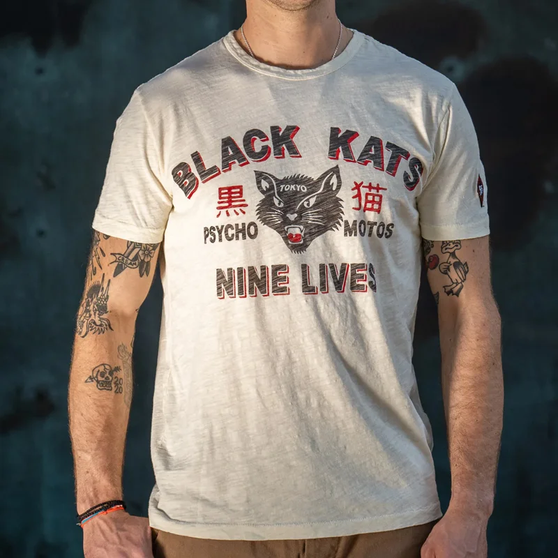 Casual 100% Cotton Black Kats T-Shirt