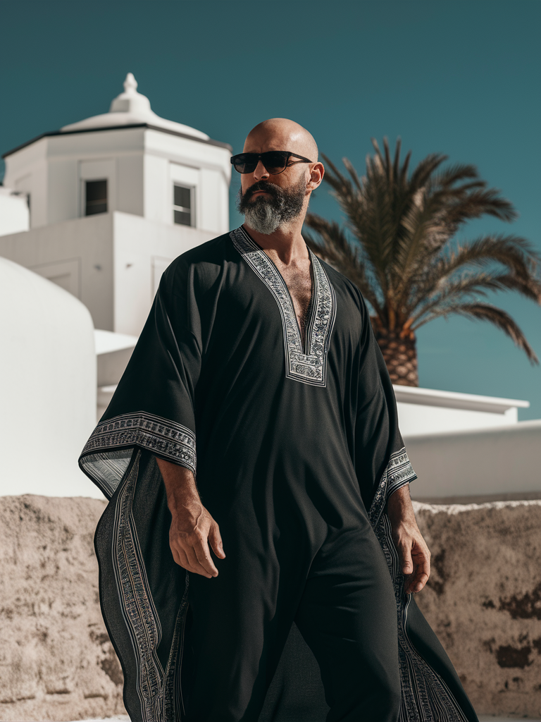 Men's Majolica V-neck Long Kaftan Caftan