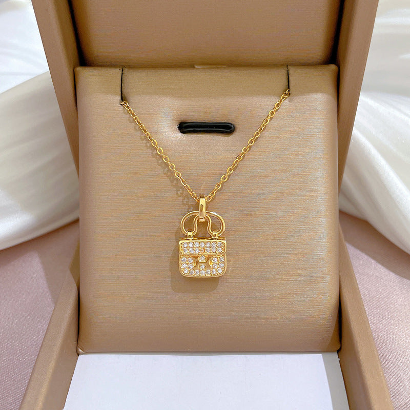 Cartoon Geometric Titanium Steel Diamond Inlay Necklaces