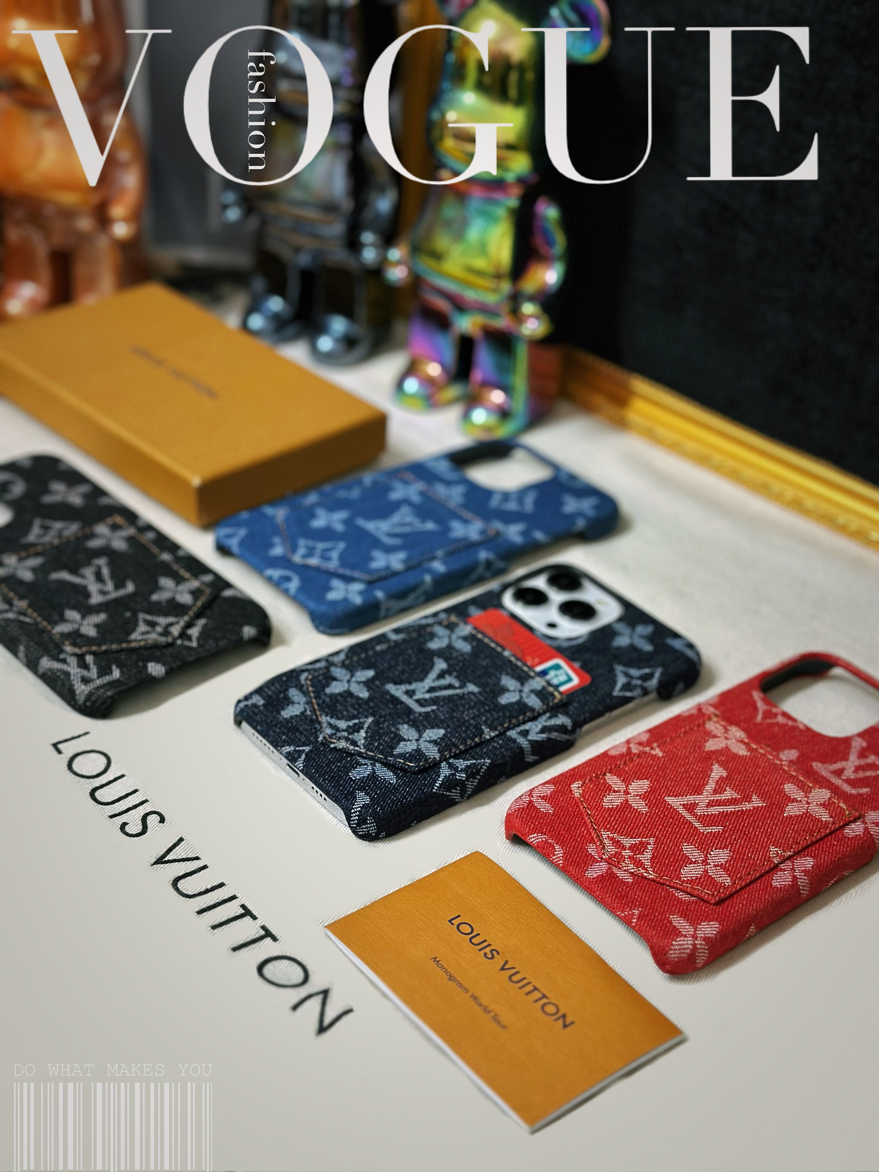 Denim Canvas LV Back Card Slot Apple iPhone Case