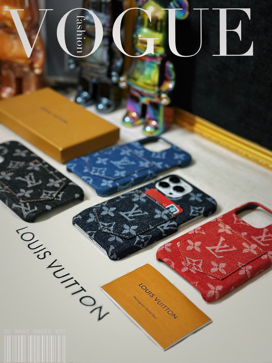 Denim Canvas LV Back Card Slot Apple iPhone Case