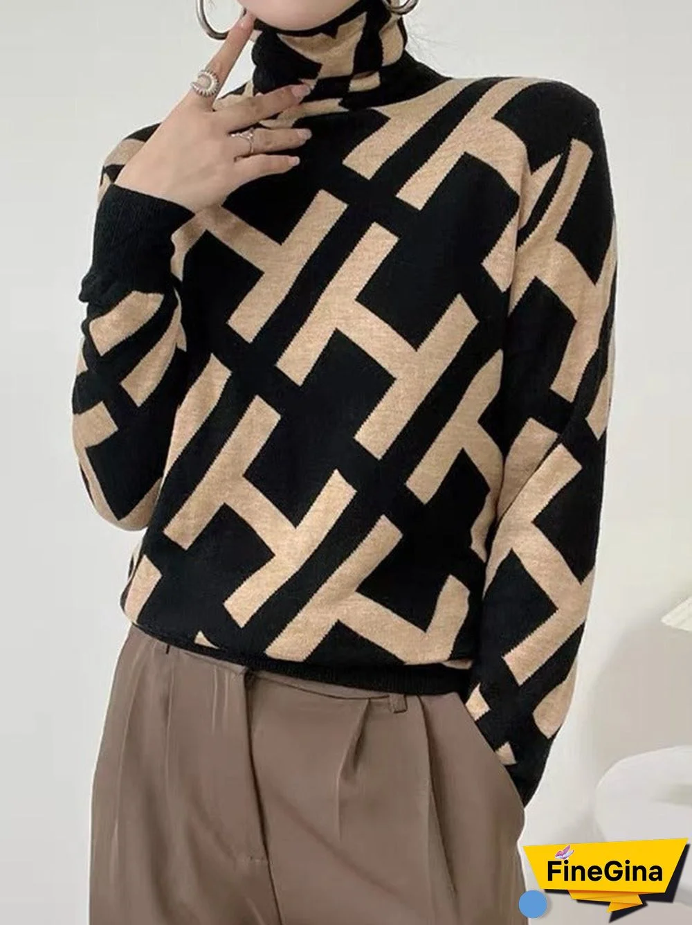 Modern Long Sleeve Print Sweater