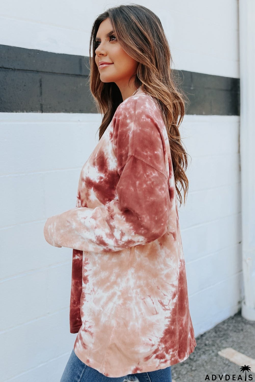 Tie Dye Crew Neck Long Sleeve Top