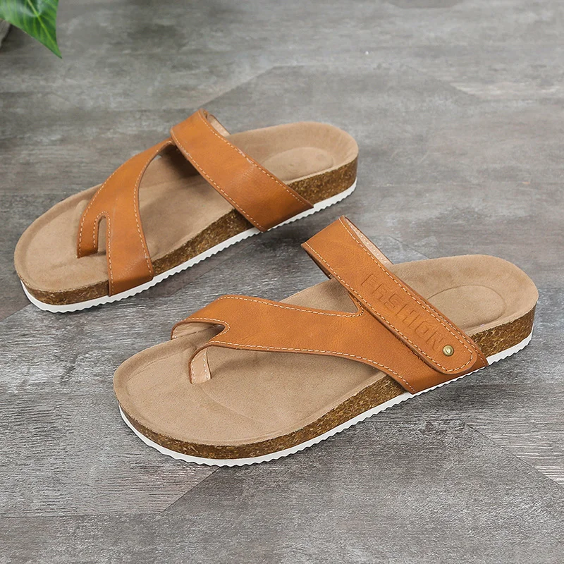 Yyvonne Sandals Women's Spring And Summer Fashion Casual Press Multi-Color Flat Bottom Women's Outer Wear Clip-To-Slips Half Slippers