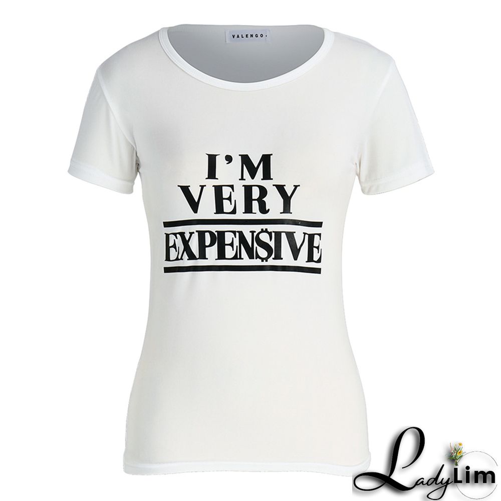 Blue Fashion Casual Letter Print Basic O Neck T-Shirts