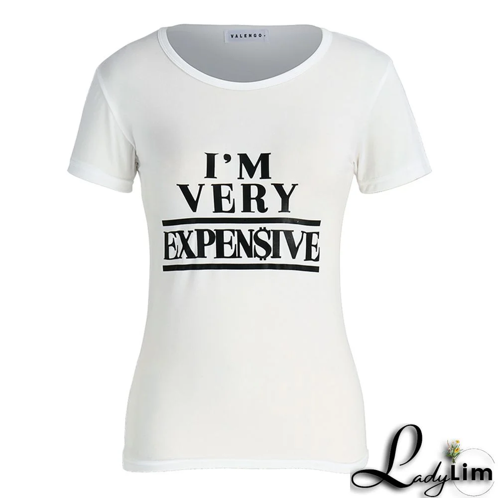 Blue Fashion Casual Letter Print Basic O Neck T-Shirts