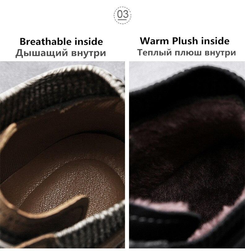 Men Ankle Boots Winter Warm Snow Boots Thick Plush Men Handmade Leather Boots Outdoor Waterproof Work Boots shopify Stunahome.com