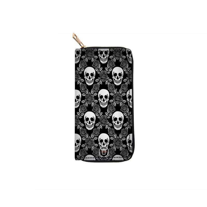 Unisex Printing Skull Pu Leather Zipper Wallets