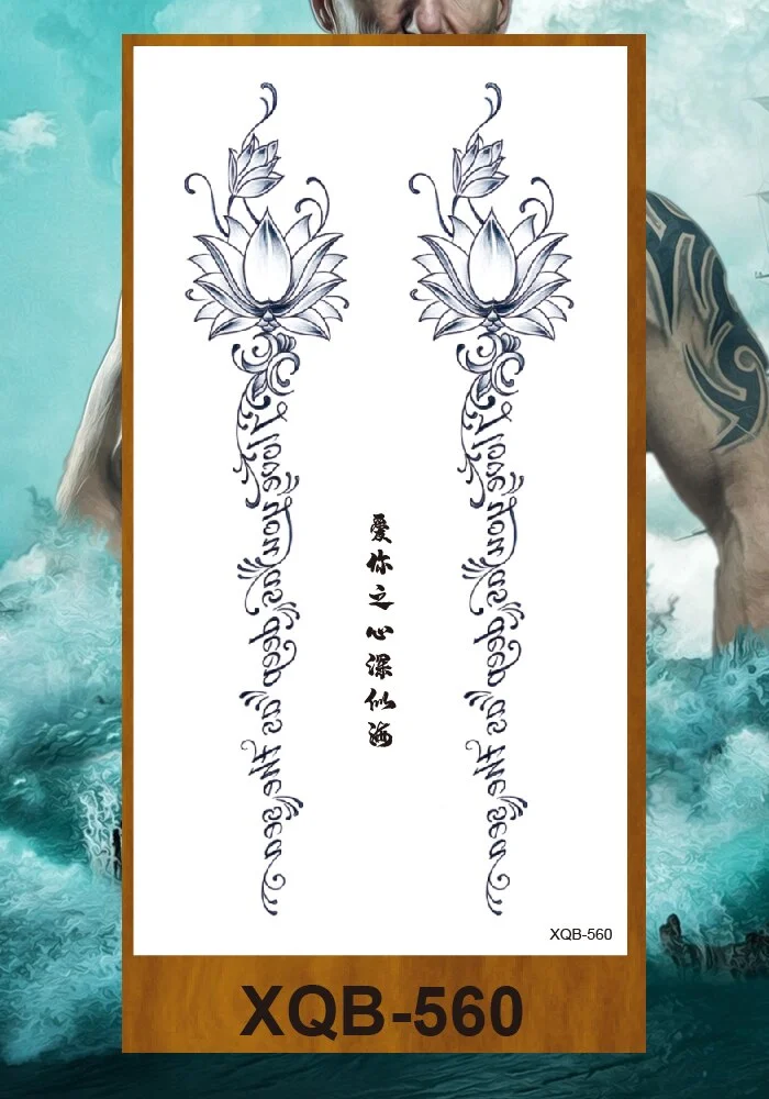 Temporary Tattoo Sticker Man Woman Girl Arm Chest Fake Neck Ankle Tatoo Art Flowers Totem Tatto Sanskrit Lines Geometric Figures