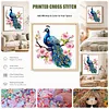 Blossom Peacock DIY Full 14CT 2 Strands Stamped Cross Stitch Kit 30x30cm