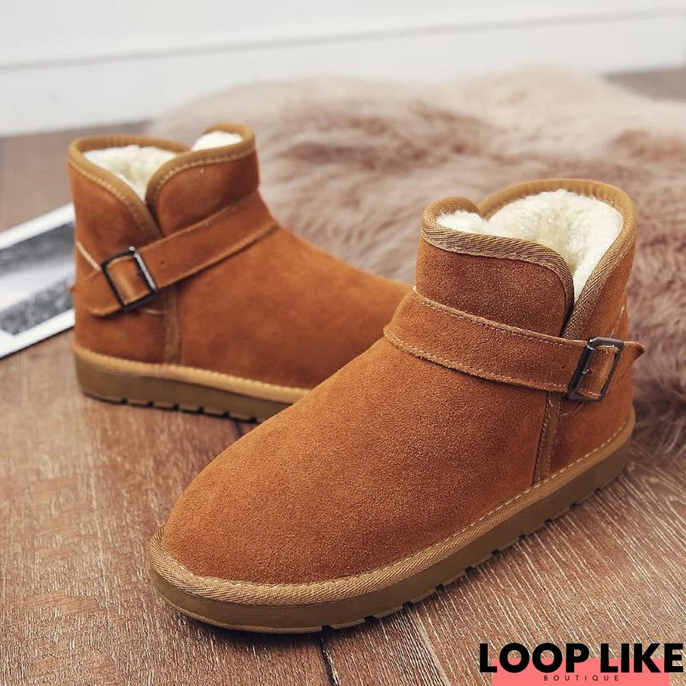 Winter Slip-On Fur Buckle Ankle Boots