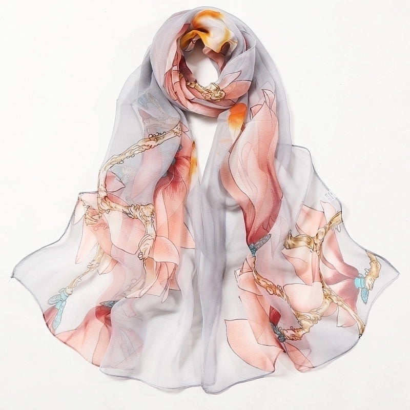 Women’s Sweet Flower Georgette Silk Scarves