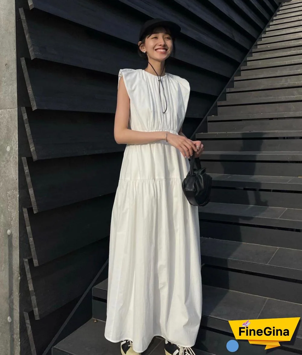 Elegant burgundy cotton linen knee dress trendy plus size cotton linen clothing dresses new Sleeveless Cinched v neck baggy dresses