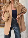 Urban Solid Color Notched Collar Long Sleeves Coat