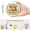 8pcs Cartoon DIY Diamond Painting Wooden Coasters Art Kits with Holder (Cow)