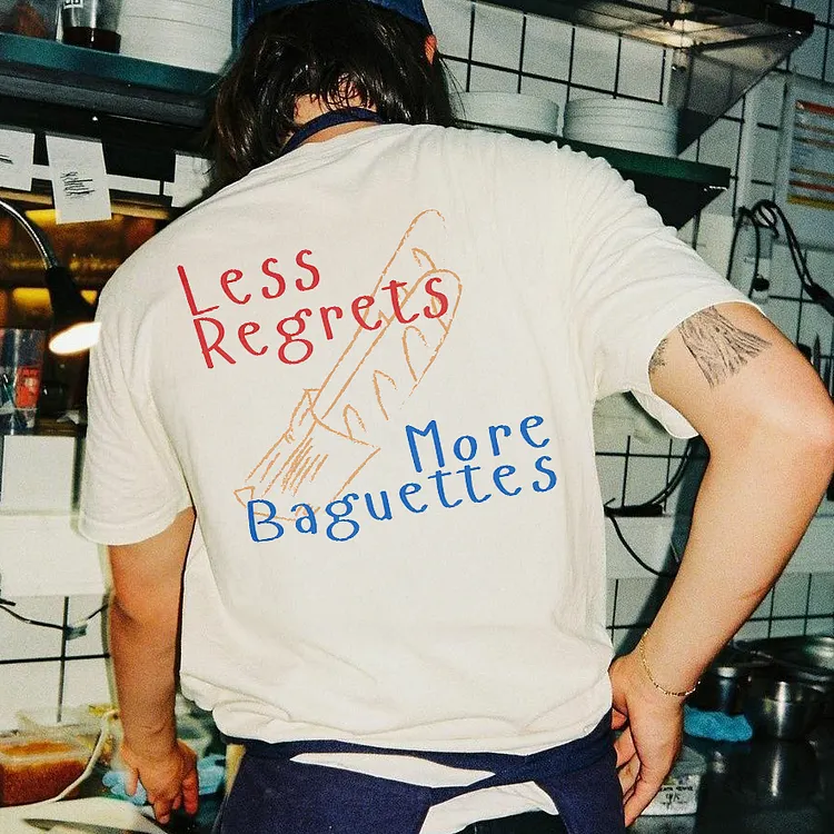 Less Regrets More Baguettes Printed Men's T-shirt