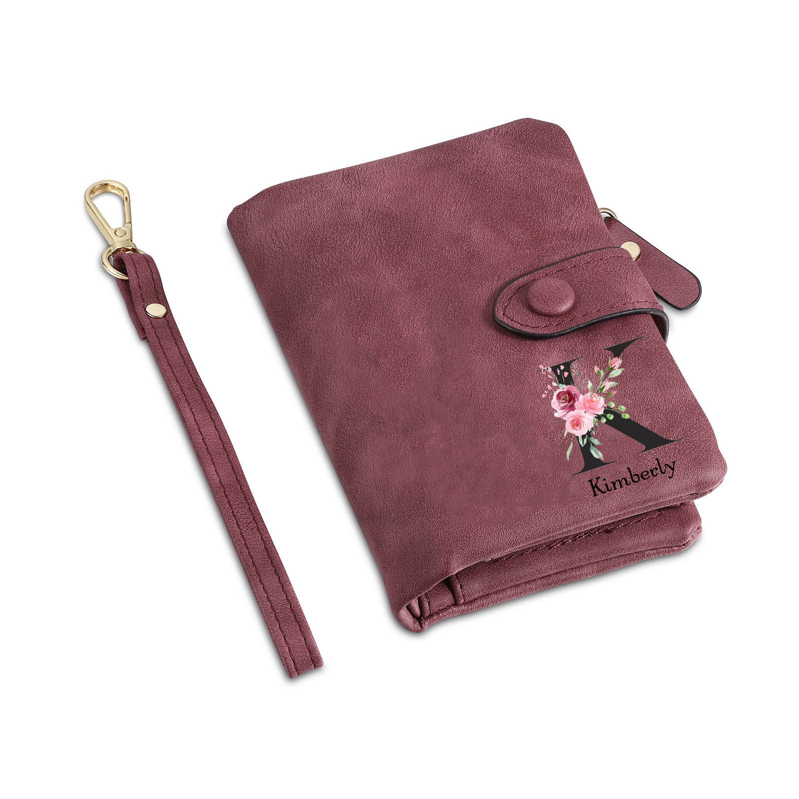 Portafoglio mano nella mano in PU pelle con 7 nomi & 1 testo & 1 lettera personalizzati per mamma