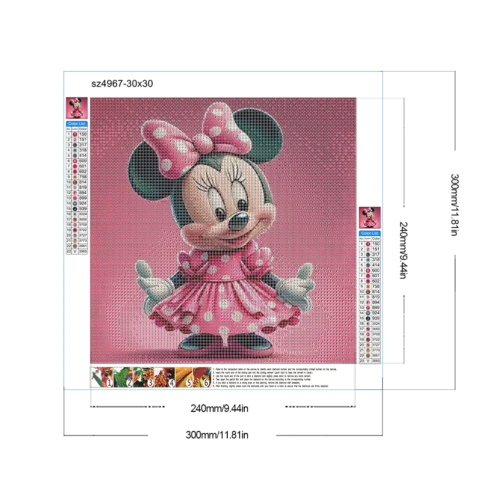 Full Round Diamond Painting 30*30cm - Disney Minnie