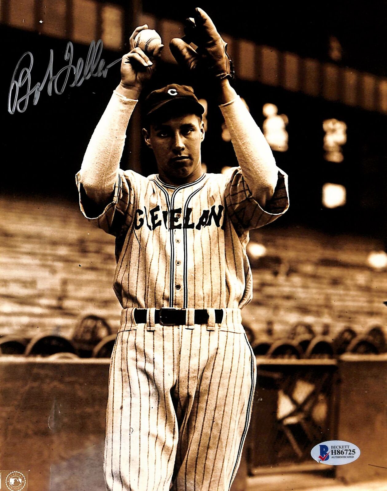 Indians Bob Feller Authentic Signed 8x10 Photo Poster painting Autographed BAS 1