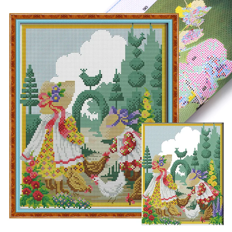 Joy Sunday Four Seasons Girl - Printed Cross Stitch 14CT 27*33CM